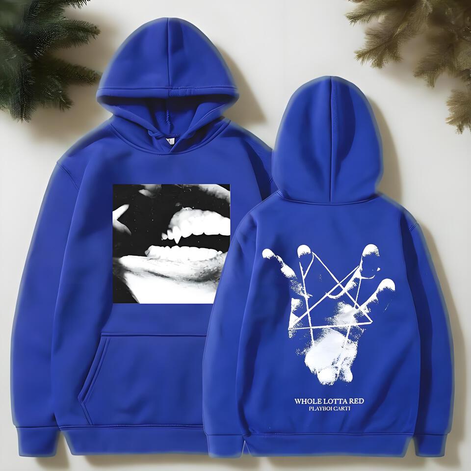 Playboi Carti Red Hoodie Streetwear Unisex Cotton Sweatshirt Print