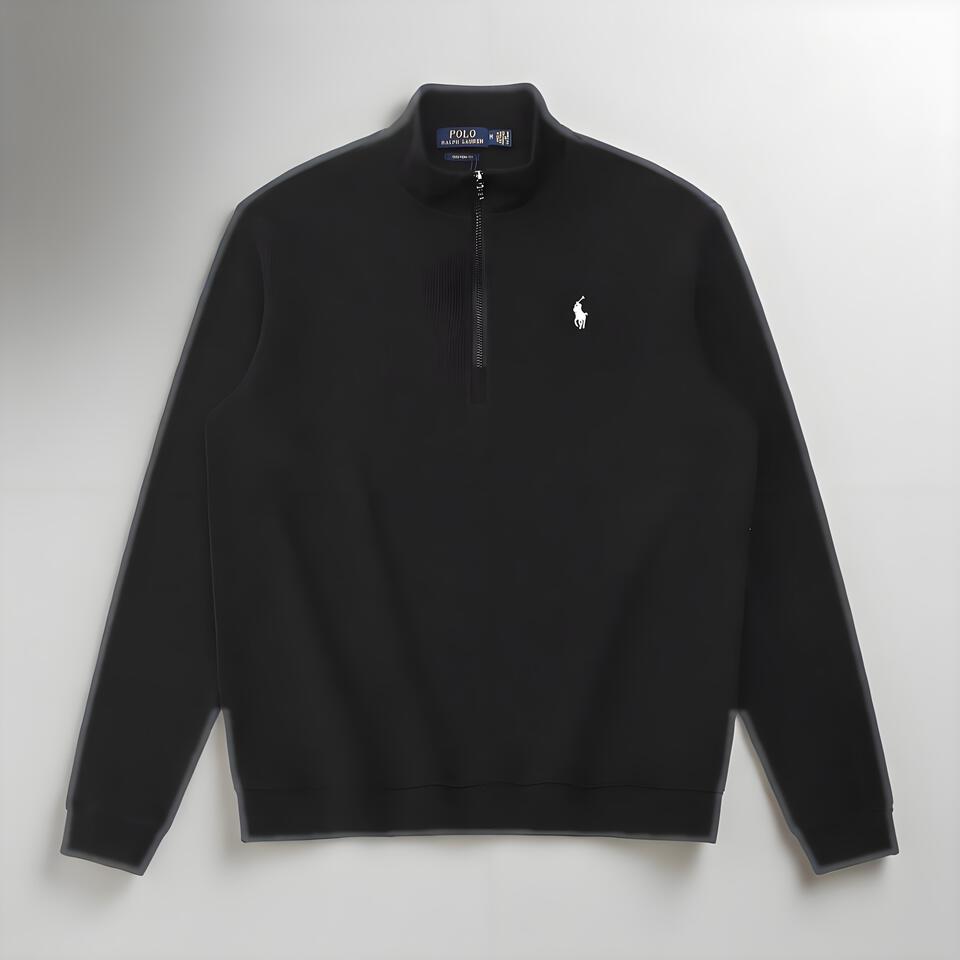 Polo Ralph Lauren Black Cotton Half-Zip Collar Sweatshirt