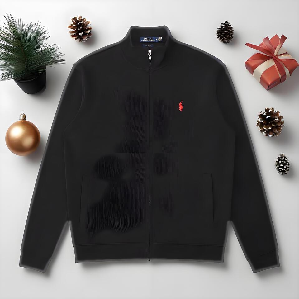 Polo Ralph Lauren Black Knit Stand Collar Jacket