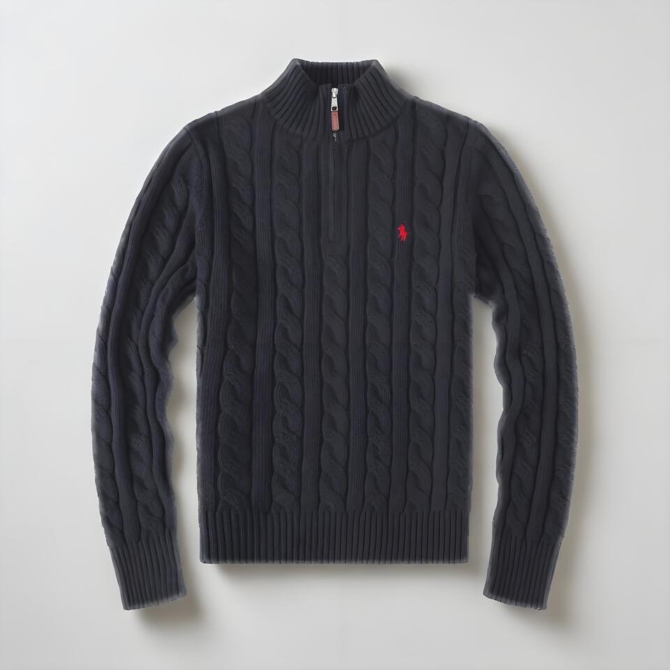 Polo Ralph Lauren Black Wool Blend Cable Knit Sweater