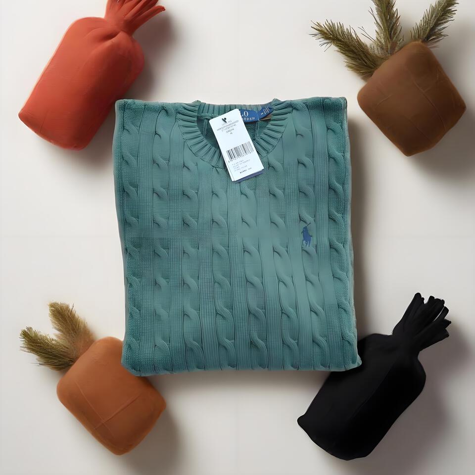 Polo Ralph Lauren Blue Cable Knit Sweater Unisex