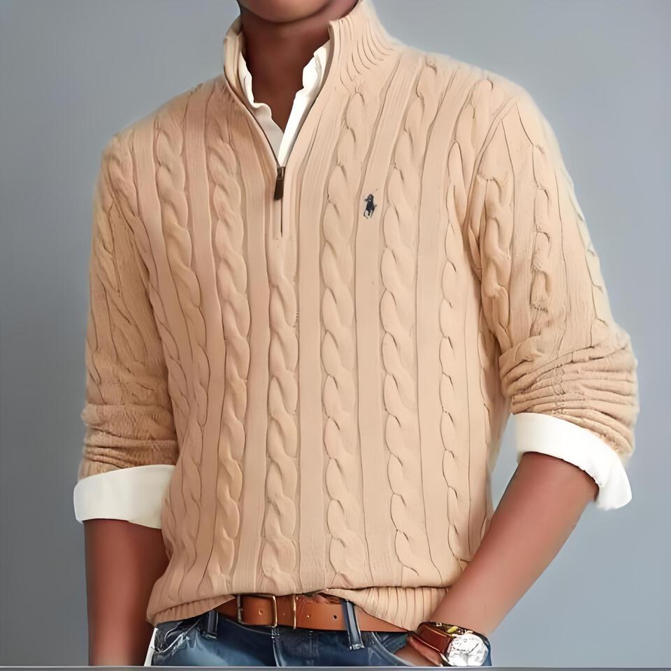 Polo Ralph Lauren Cream Cable Knit Zip Neck Sweater