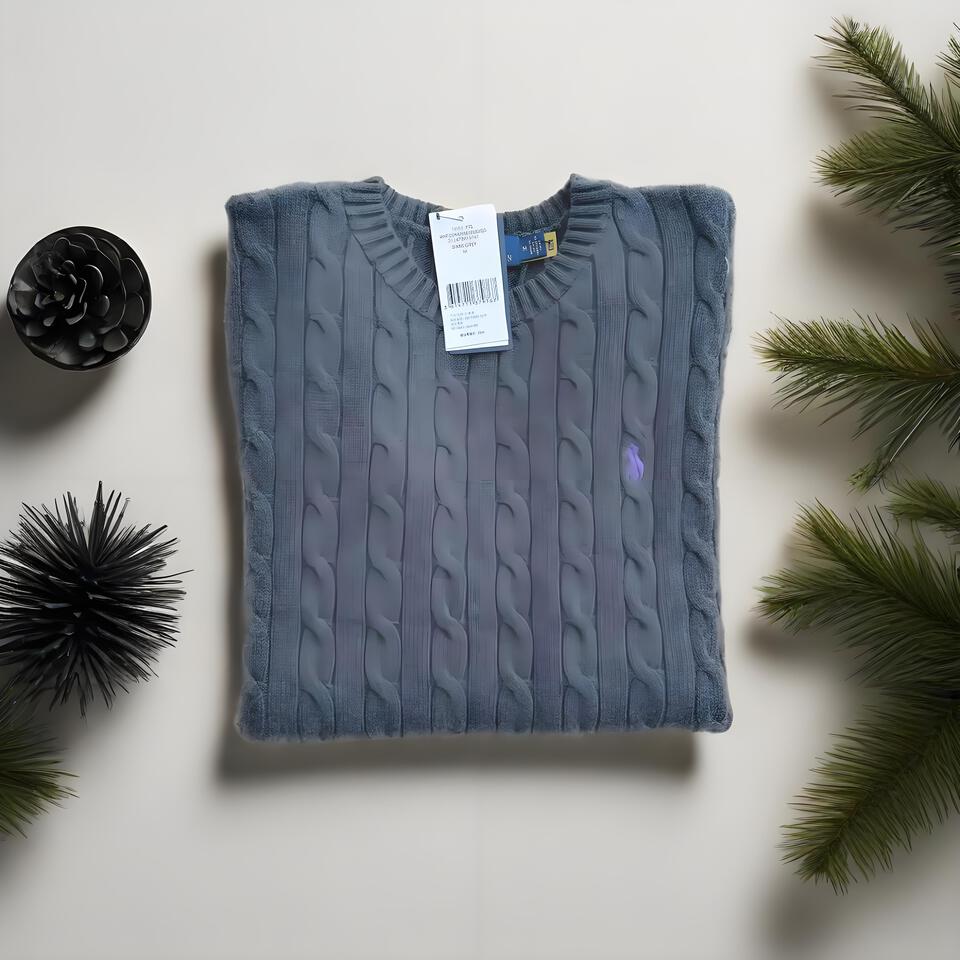 Polo Ralph Lauren Grey Cable Knit Unisex Classic Sweater