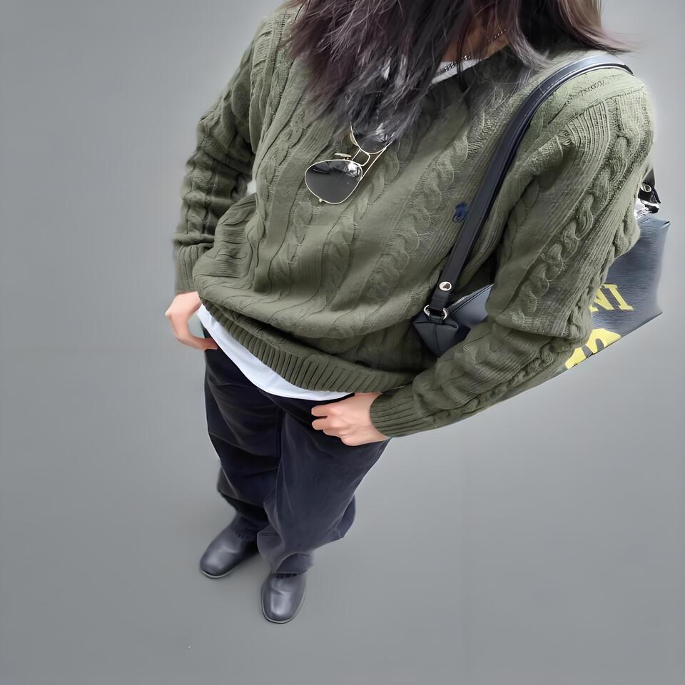 Polo Ralph Lauren Military Green Wool Blend Vintage Sweater