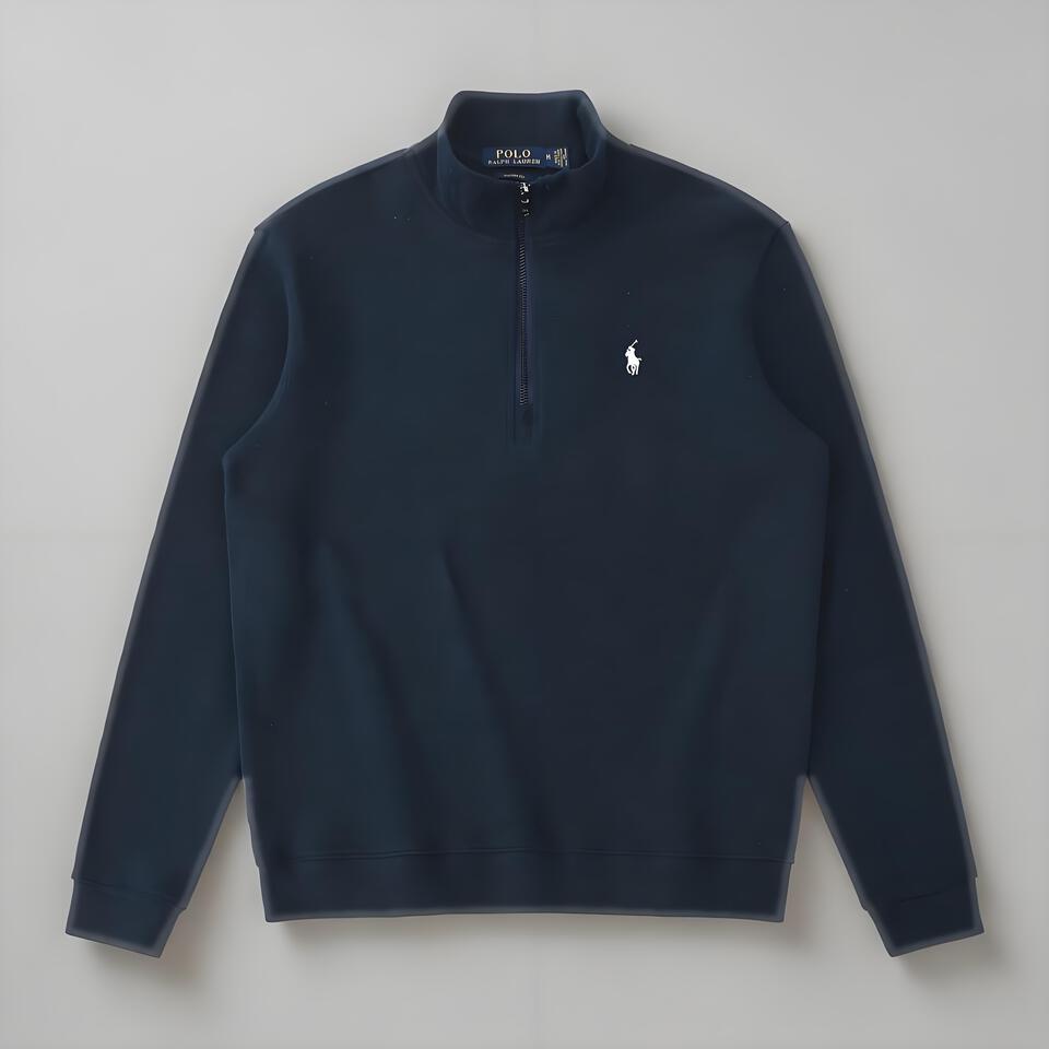 Polo Ralph Lauren Navy Blue Cotton Half-Zip Sweatshirt Unisex