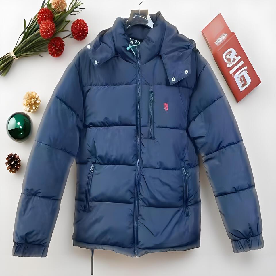 Polo Ralph Lauren Navy Blue Hooded Down Jacket For Winter
