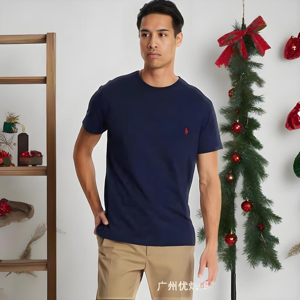Polo Ralph Lauren Navy Cotton Embroidered Logo T-Shirt