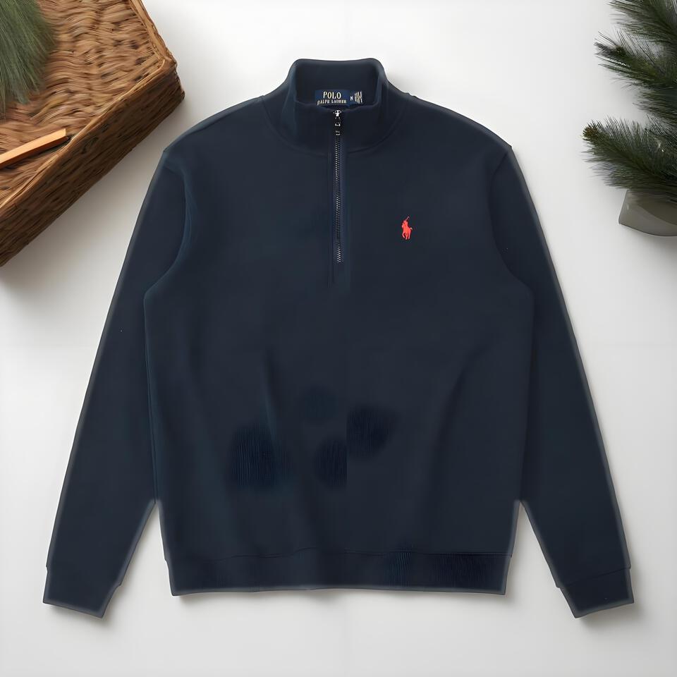 Polo Ralph Lauren Navy Cotton Half-Zip Mock Neck Sweatshirt Unisex