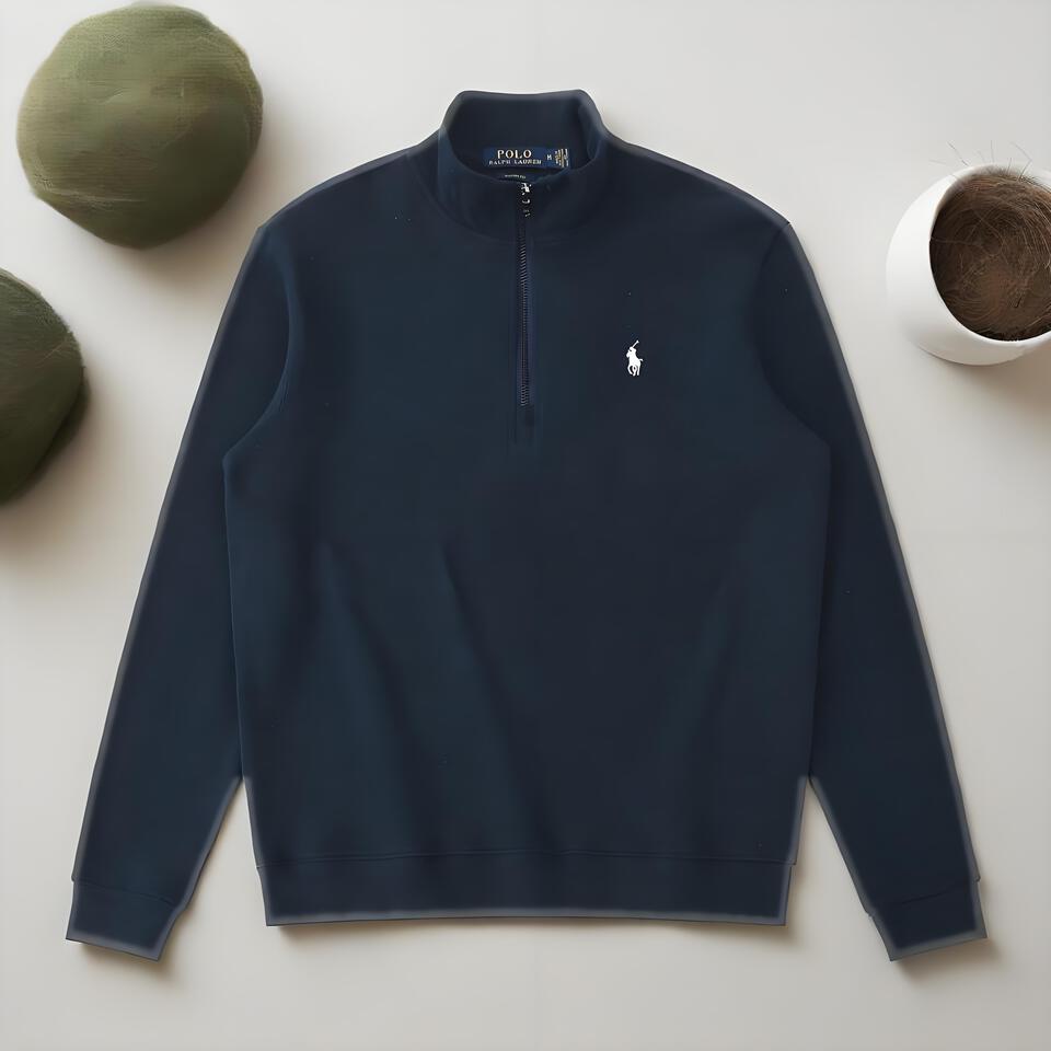 Polo Ralph Lauren Navy Zip-Up Cotton Half-Zip Sweatshirt Unisex