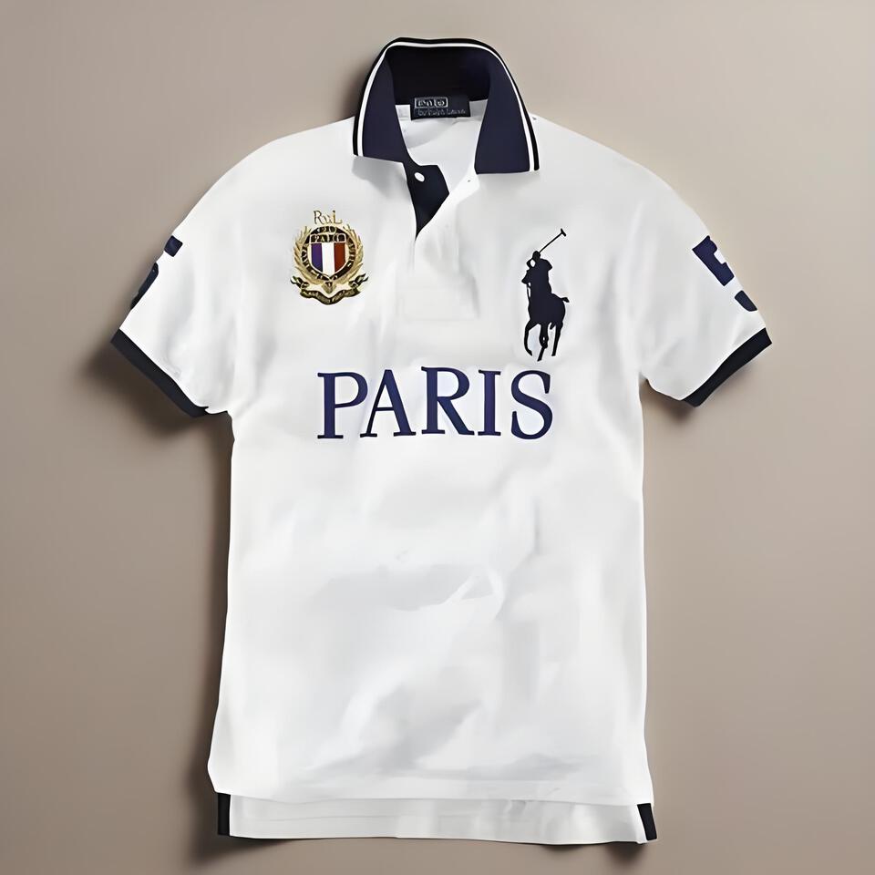 Polo Ralph Lauren Paris Emblem White Cotton Polo Shirt