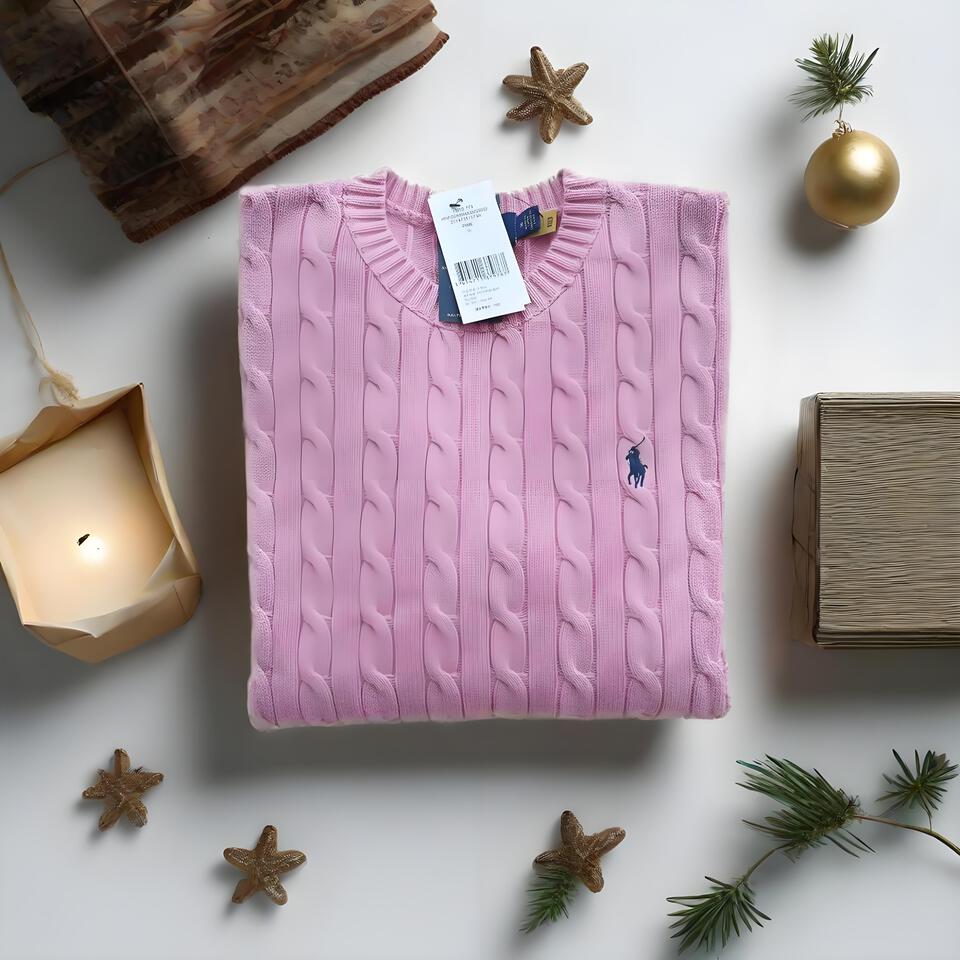 Polo Ralph Lauren Pink Cable Knit Cotton Sweater