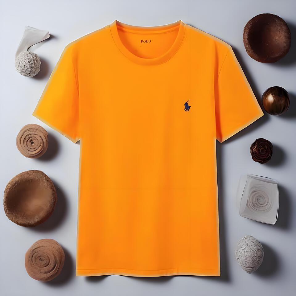PoloPolo Orange Cotton T-Shirt Embroidered Polo Rider