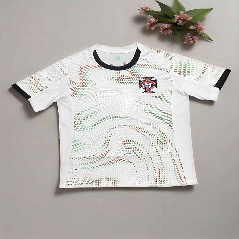 Portugal National Team Breathable White Black Sports Fashion T-Shirt