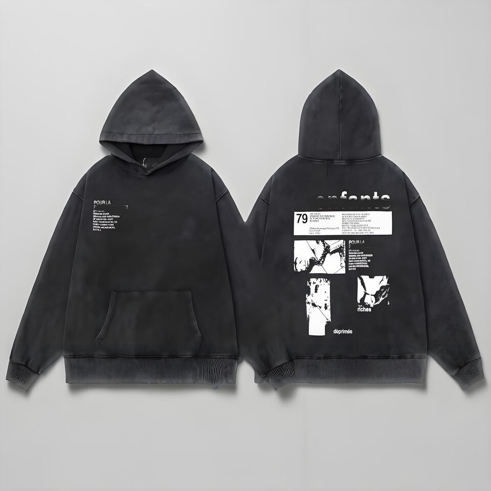 Pour La Washed Black Cotton Hooded Sweatshirt