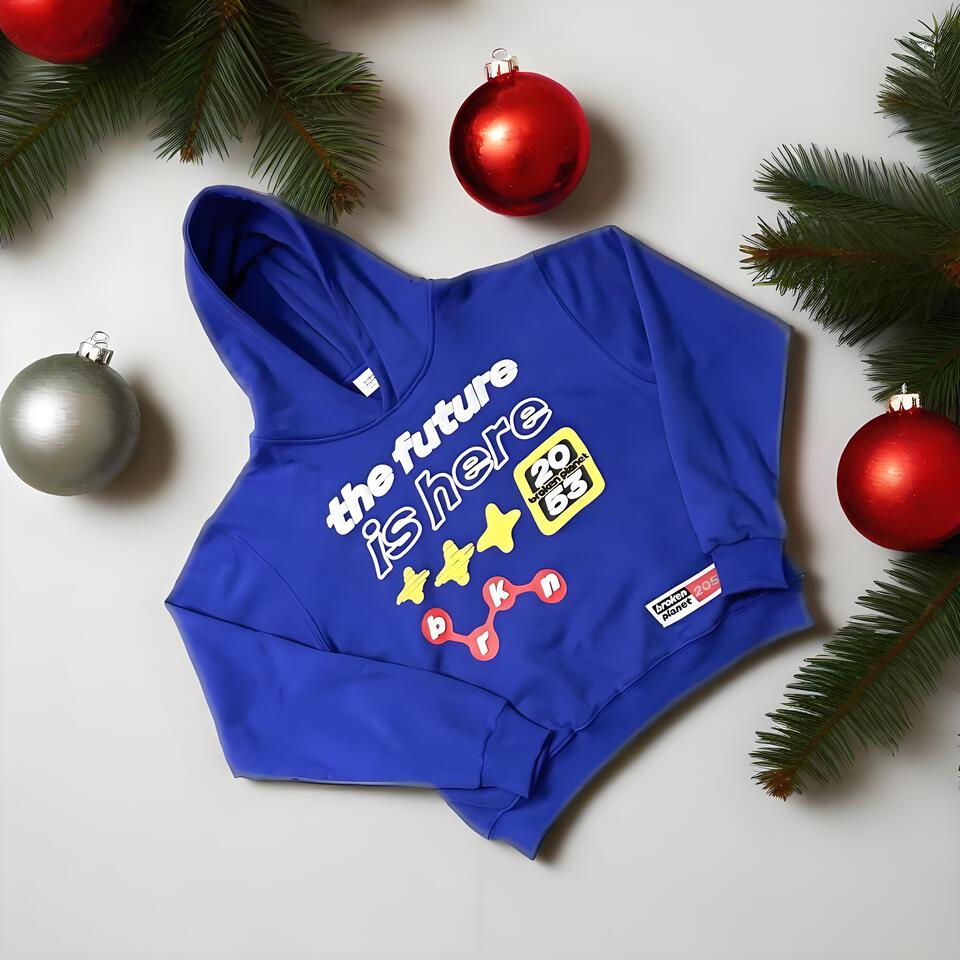 PRKN Blue Cotton Hooded Sweatshirt