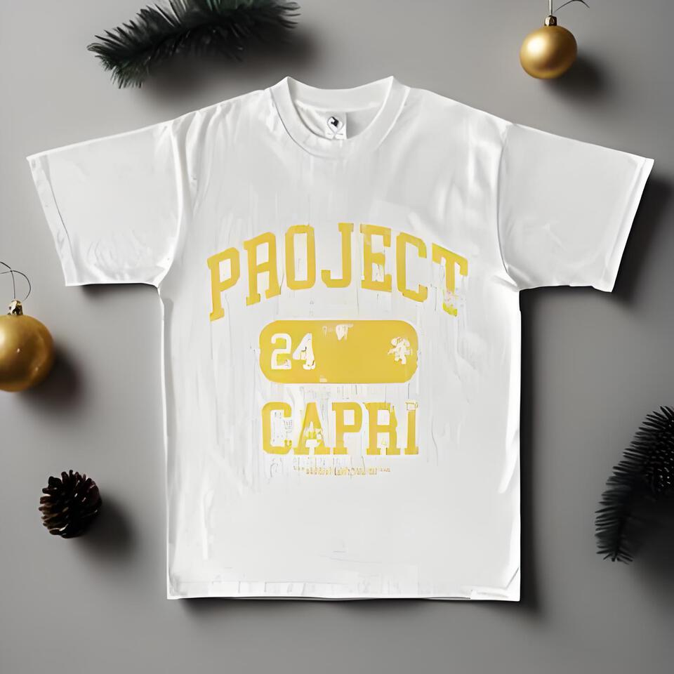 Project 24 Capri White Cotton Crew Neck T-Shirt Unisex Streetwear Top