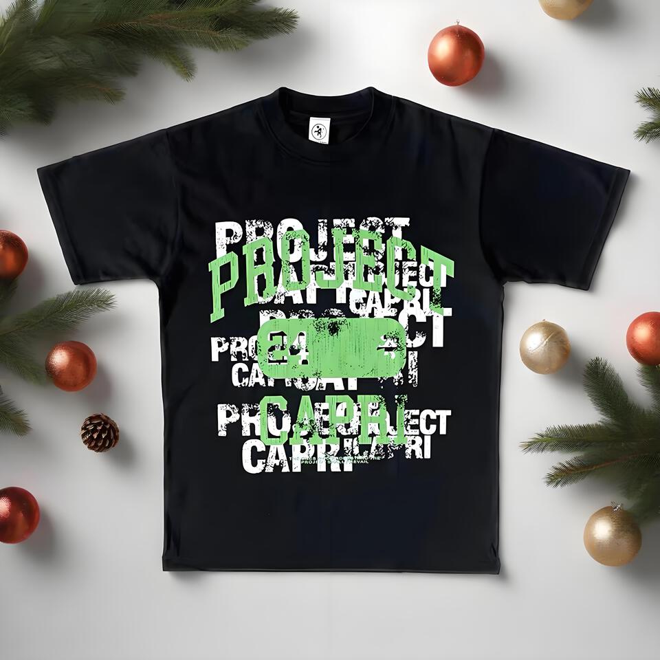 Project Capri Black Cotton T-Shirt Unisex Streetwear Print