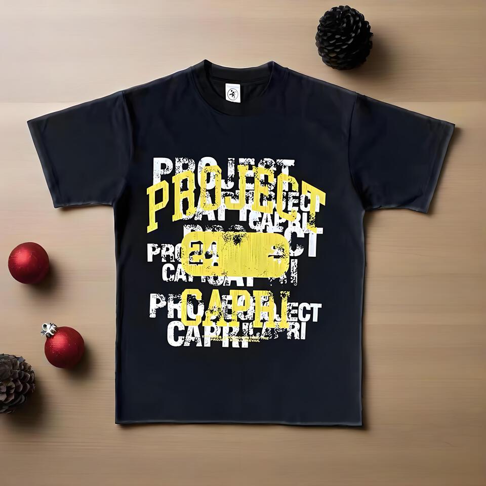 Project Capri Black Graffiti Cotton Tee Unisex Street Casual