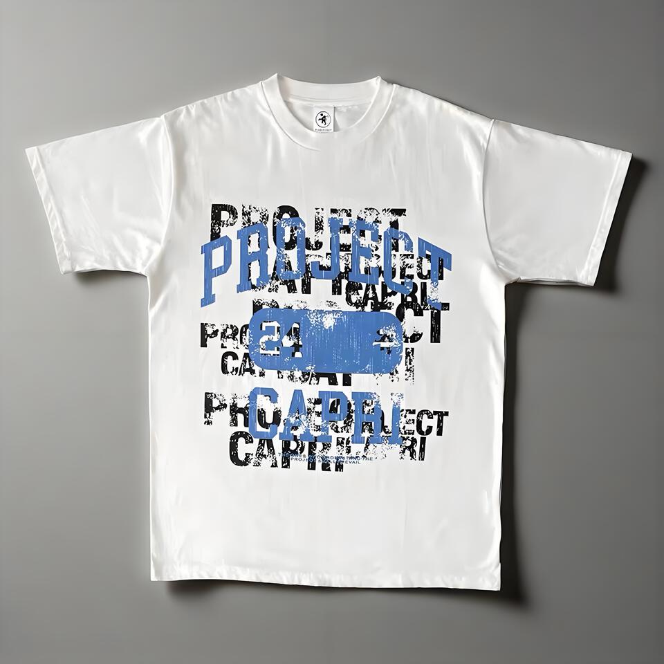 Project Capri Unisex White T-Shirt Combed Cotton Street Print