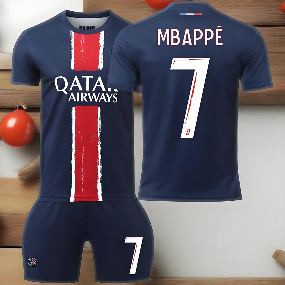 PSG Mbappe 7 Navy Blue Football Jersey, Authentic Soccer Shirt