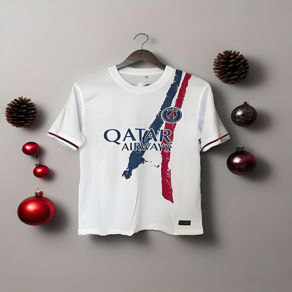 PSG Qatar White T-Shirt: Official Paris Saint-Germain Football Jersey