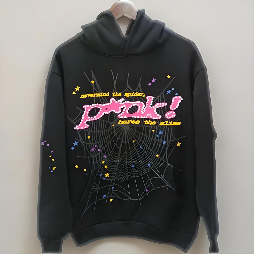 Ptak Black Cotton Hoodie Unisex Streetwear Casual
