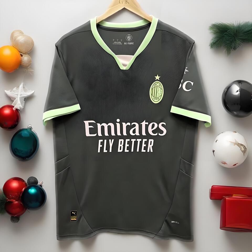 PUMA AC Milan Away Jersey Dark Grey Neon Green | Men's Football Shirt