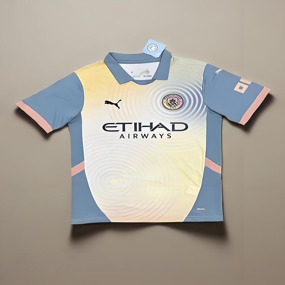 PUMA Manchester City Breathable T-Shirt Blue Yellow Pink Classic Design