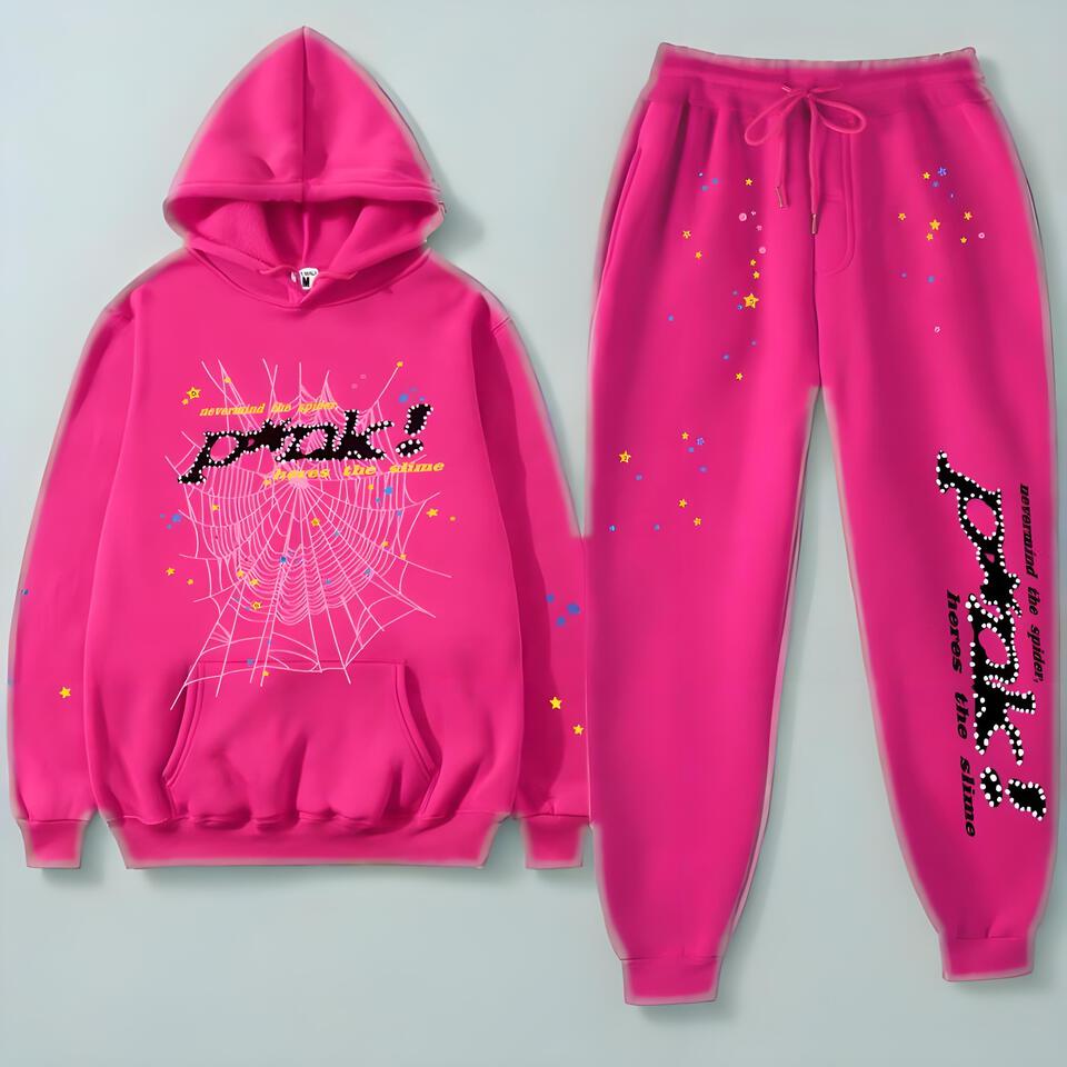 Punk Pink Cotton Hoodie Tracksuit Unisex Streetwear
