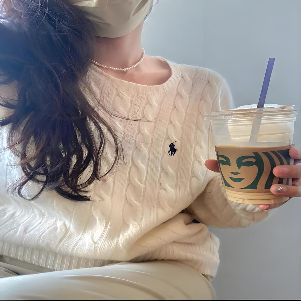 Ralph Lauren Cream Wool Blend Cable Knit Sweater