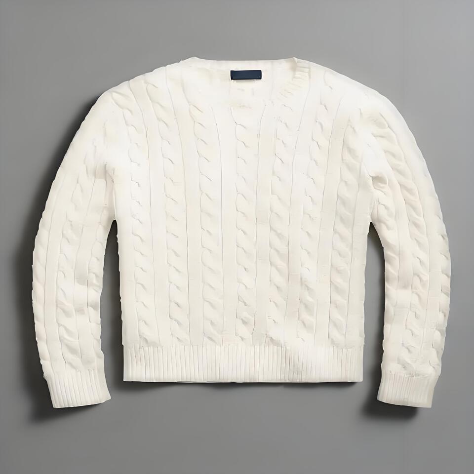 Ralph Lauren Cream Wool Blend V-Neck Sweater