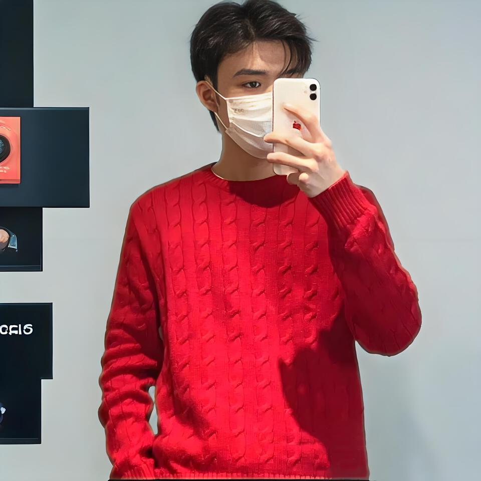 Ralph Lauren Red Cable Knit Sweater Unisex Winter Warm