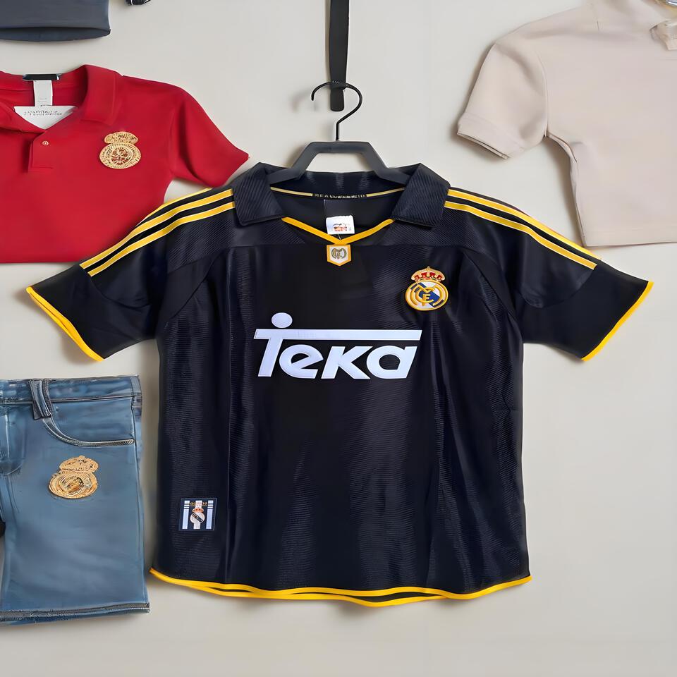 Real Madrid Classic Black Yellow Stripe Breathable Short Sleeve Football Jersey