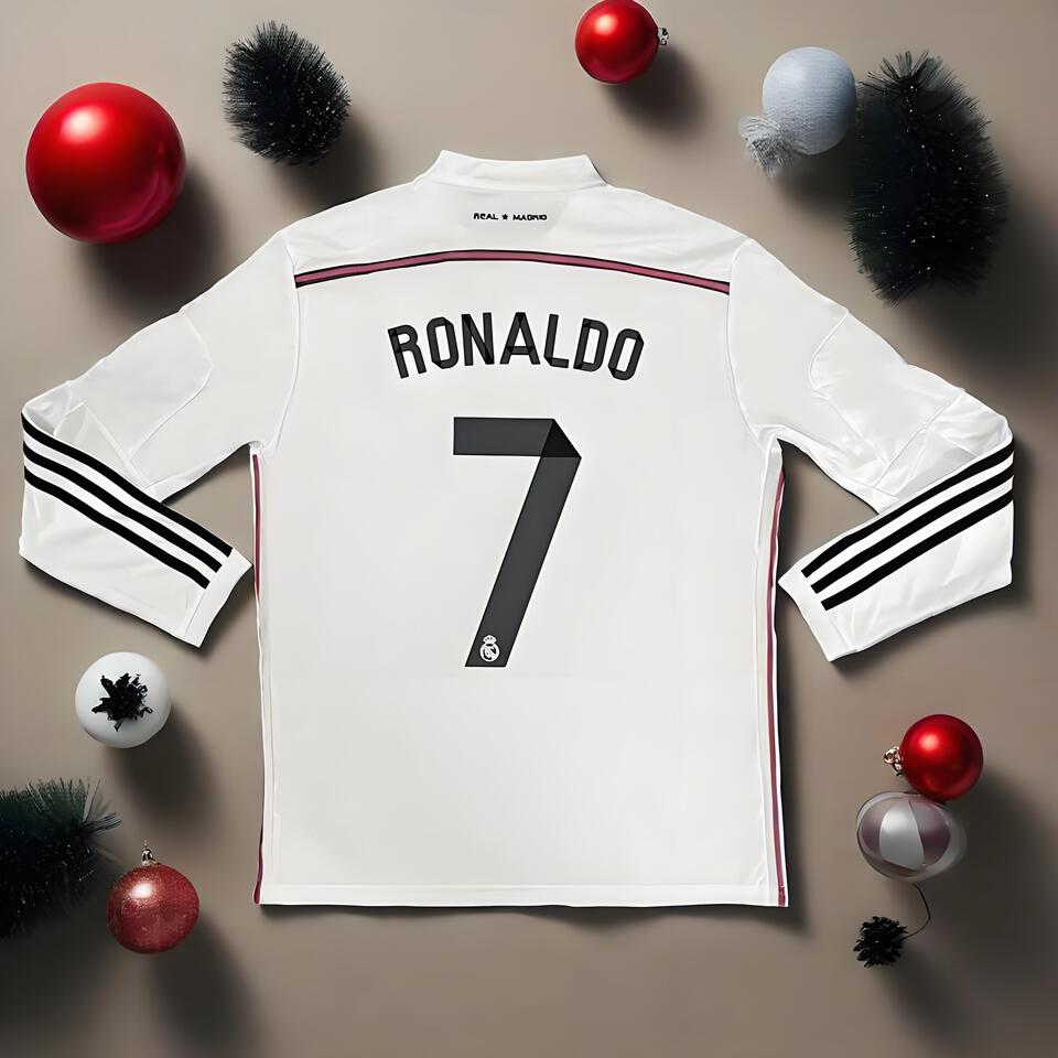 Real Madrid CR7 White Football Jersey, Cristiano Ronaldo Official Authentic Soccer Shirt, Men's Sports Jersey