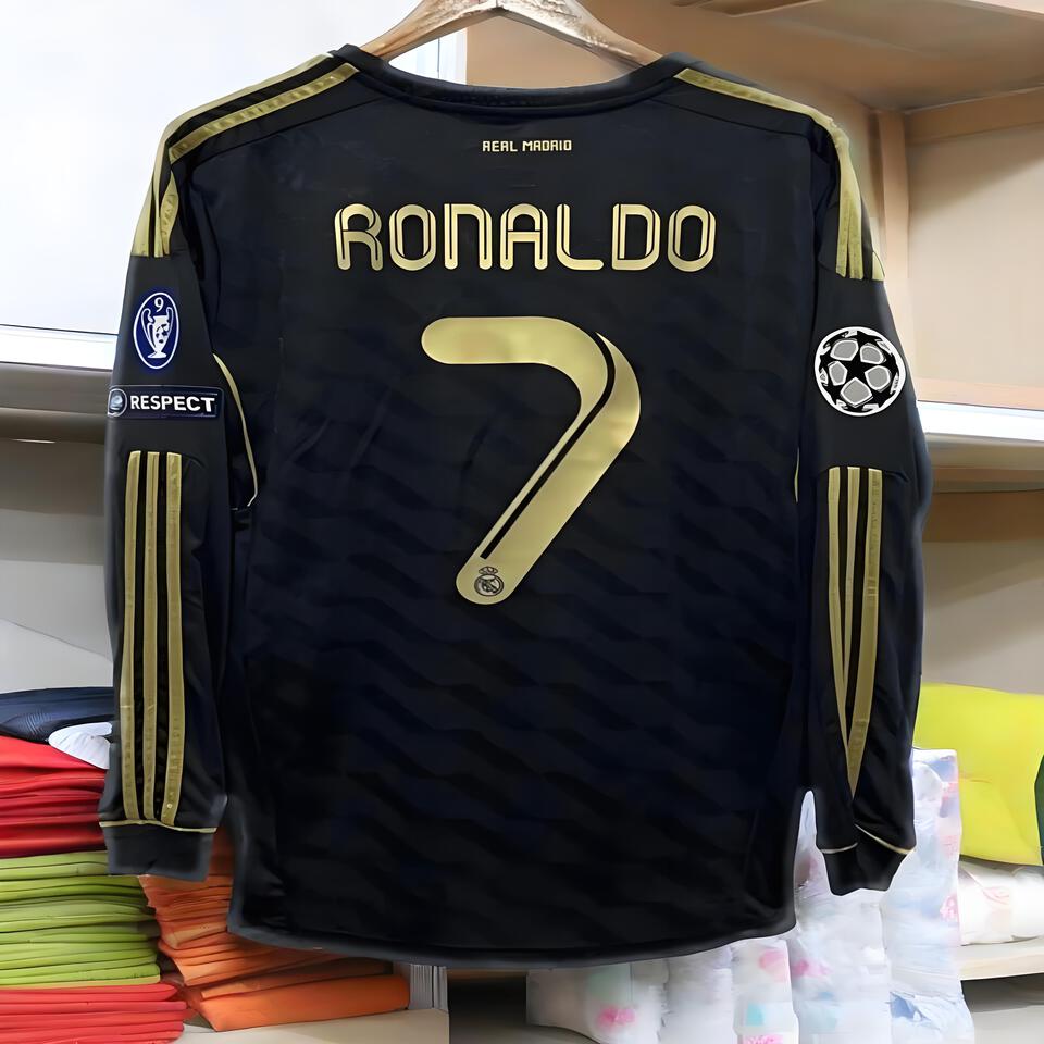 Real Madrid Ronaldo 7 Black Gold Champions League Jersey