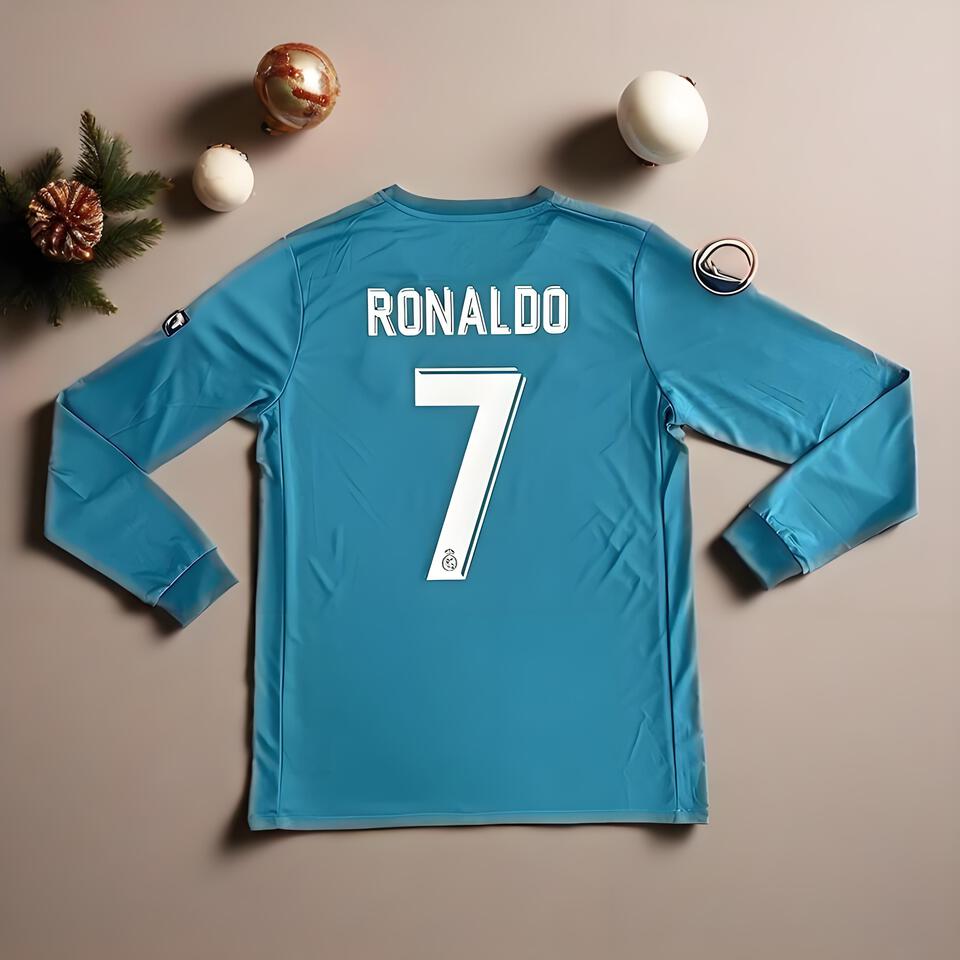 Real Madrid Ronaldo Vintage Lake Blue Football Jersey