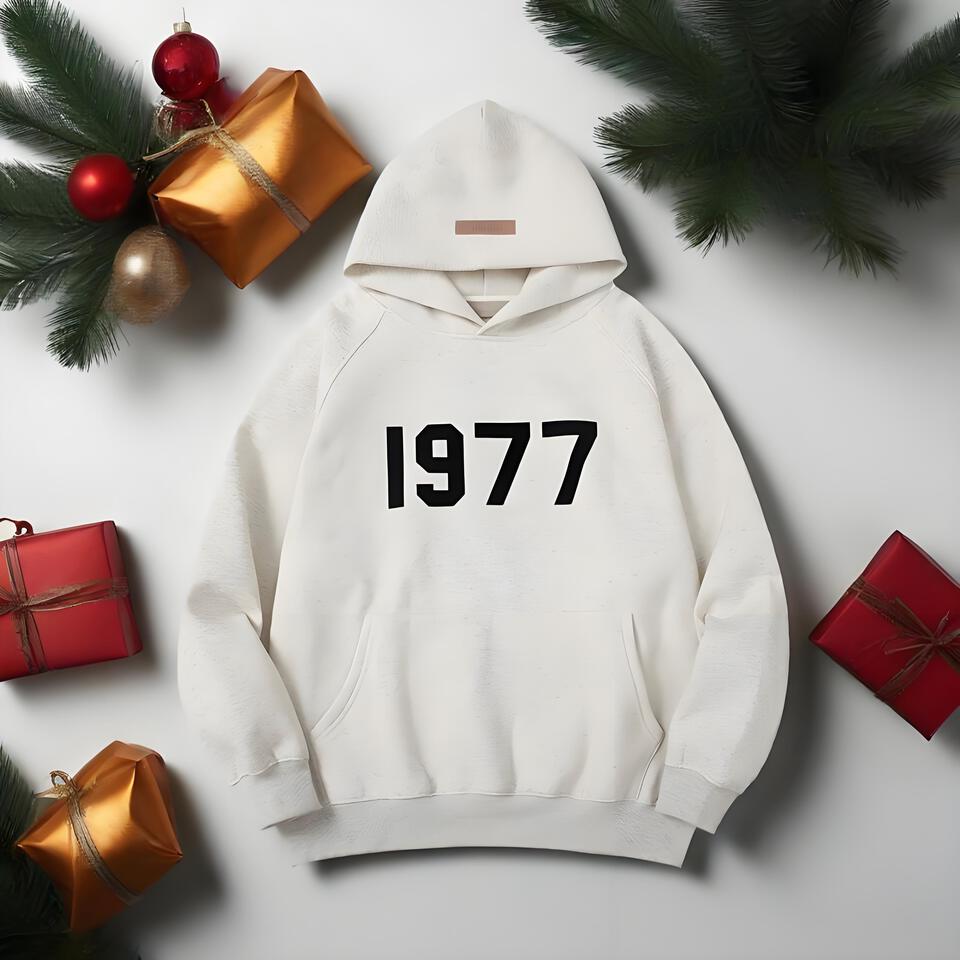 Retro 1977 Print Cotton Unisex Hooded Sweatshirt