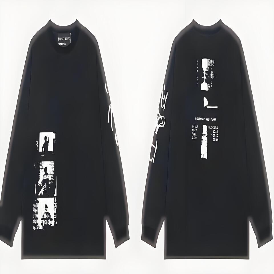 Retro Print Loose Fit Long Sleeve T-Shirt Unisex Streetwear