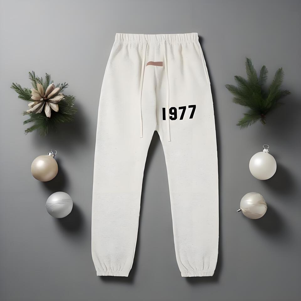 Retro Street Style Fleece Joggers 1977 Print Unisex Grey