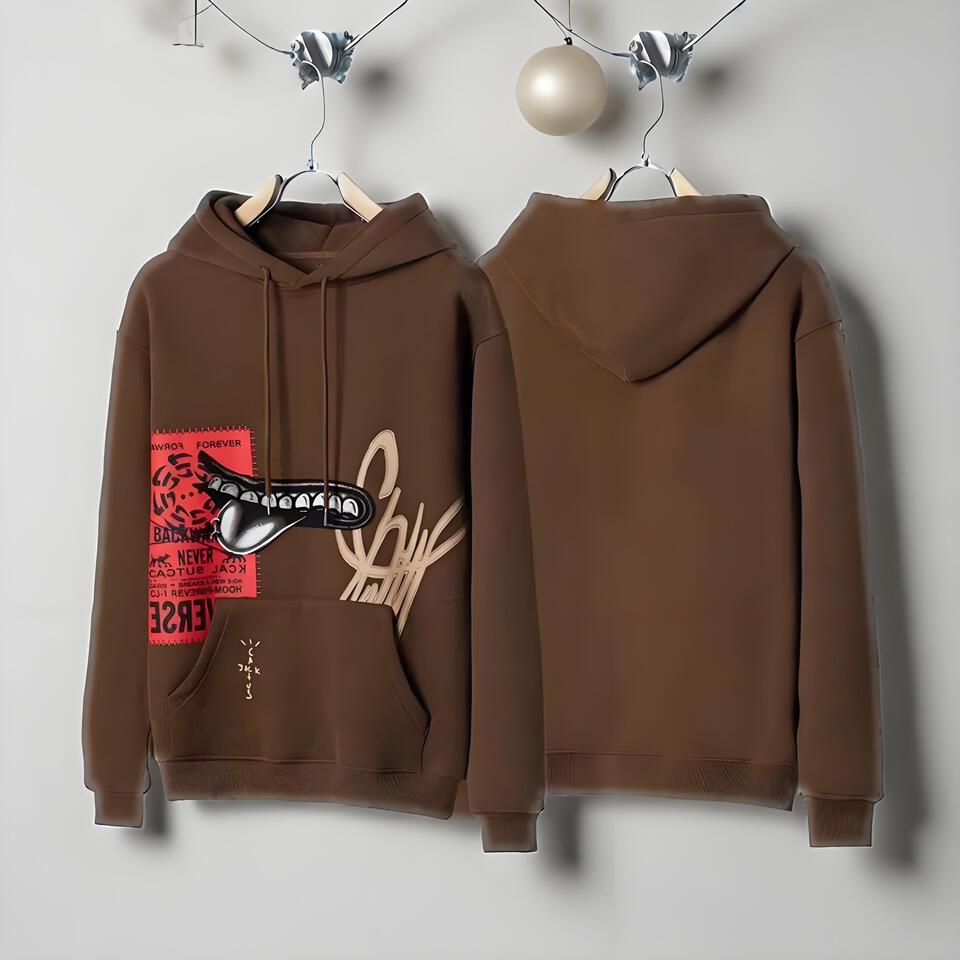 Reverse Forever Brown Unisex Cotton Street Hoodie