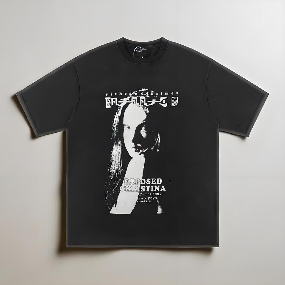 Richeese Crimes Loose Fit Black Cotton T-Shirt Unisex Streetwear