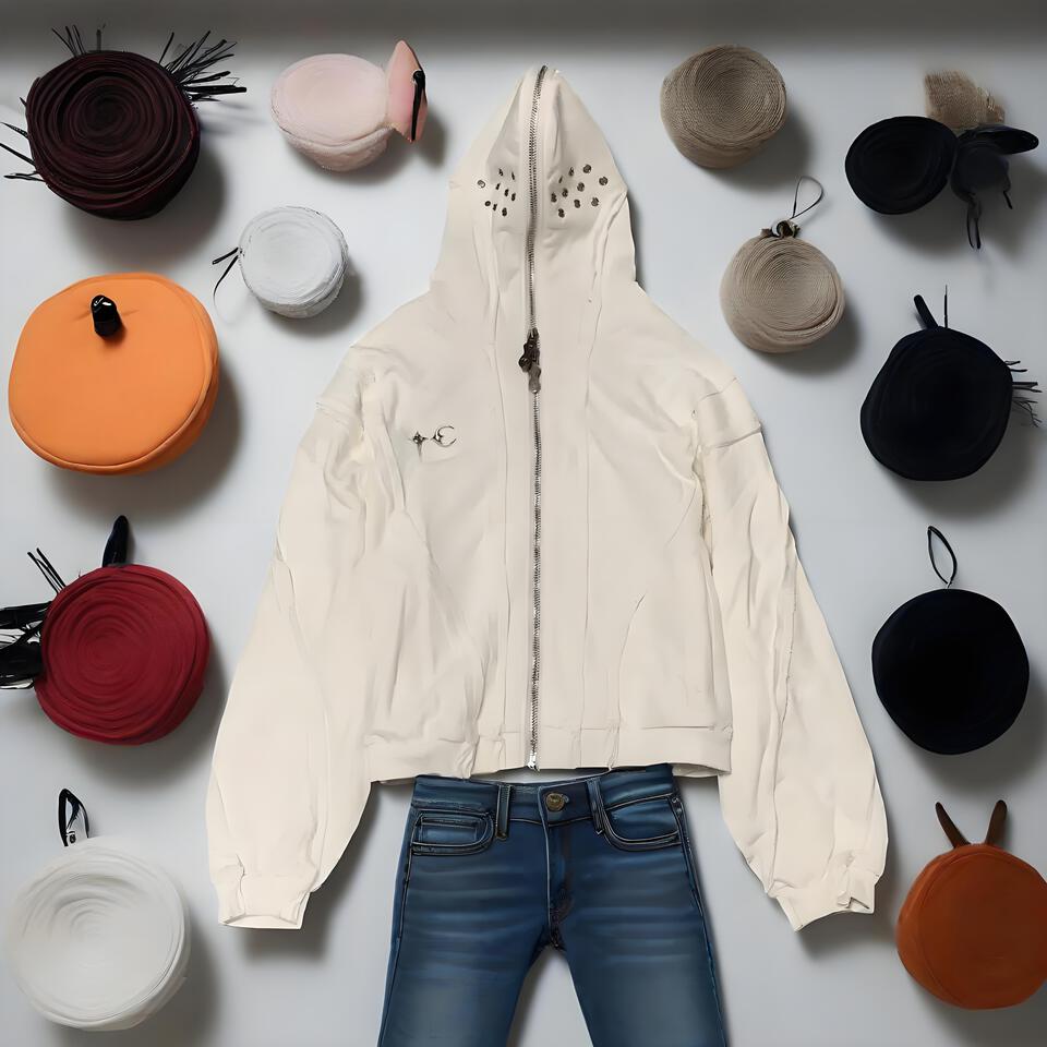 Rick Owens White Cotton Hooded Coat Street Style Oversized