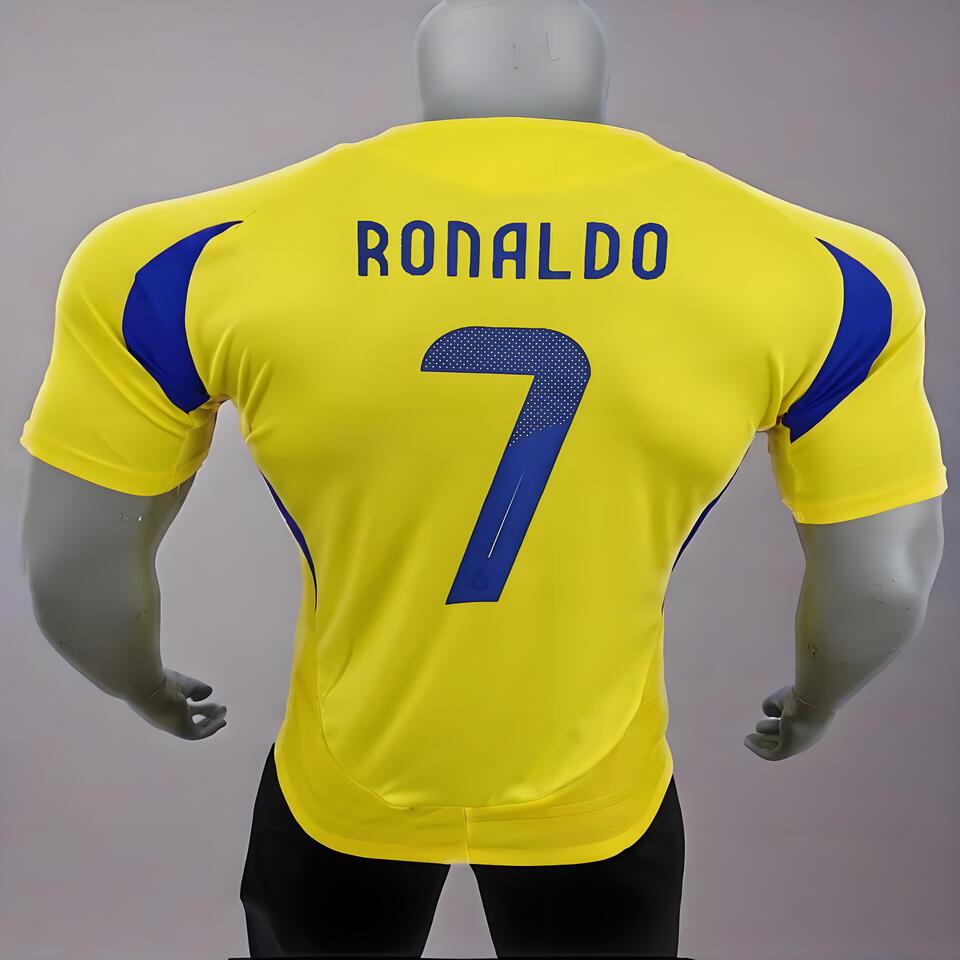 Ronaldo 7 Blue Yellow Breathable Soccer Jersey Short Sleeve