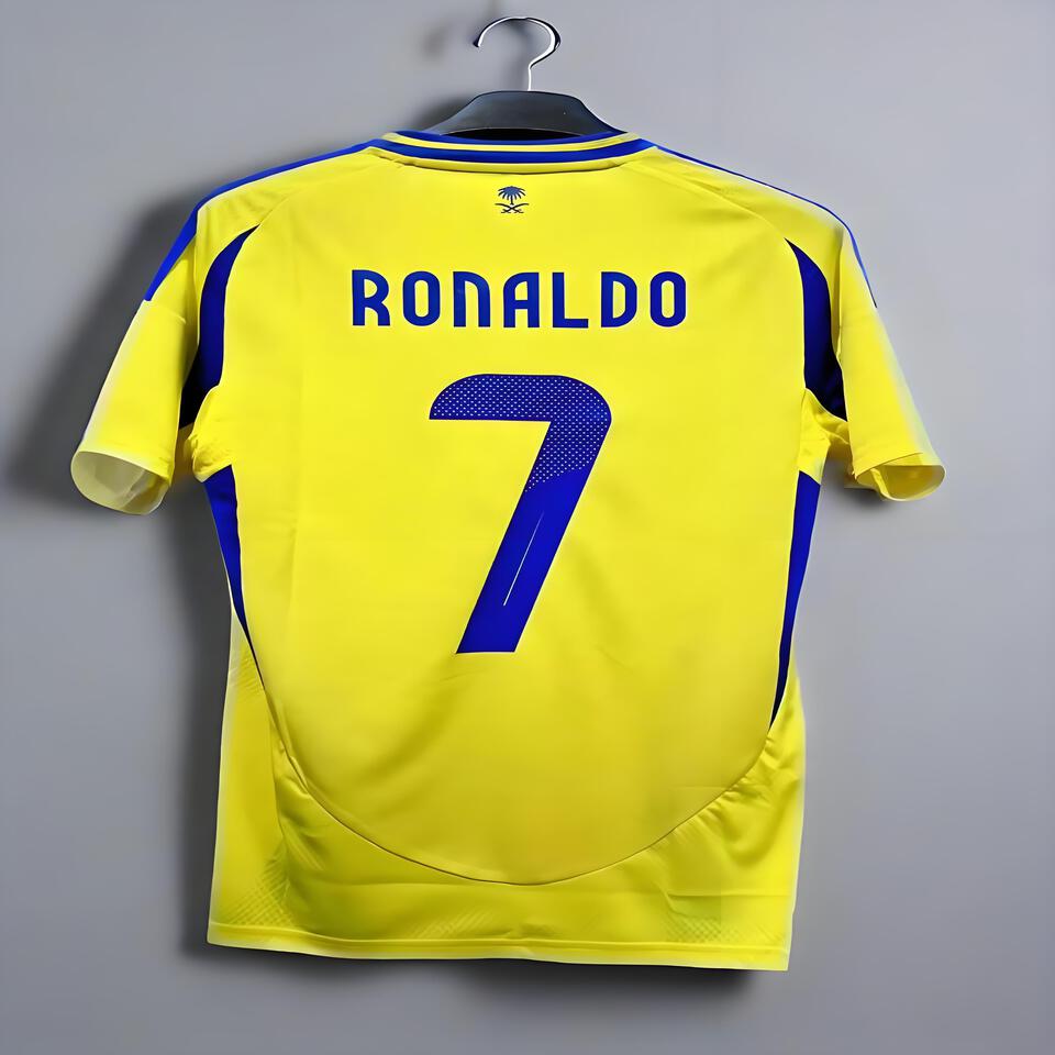 RONALDO7 Breathable Mesh Yellow Blue Short Sleeve Soccer Jersey
