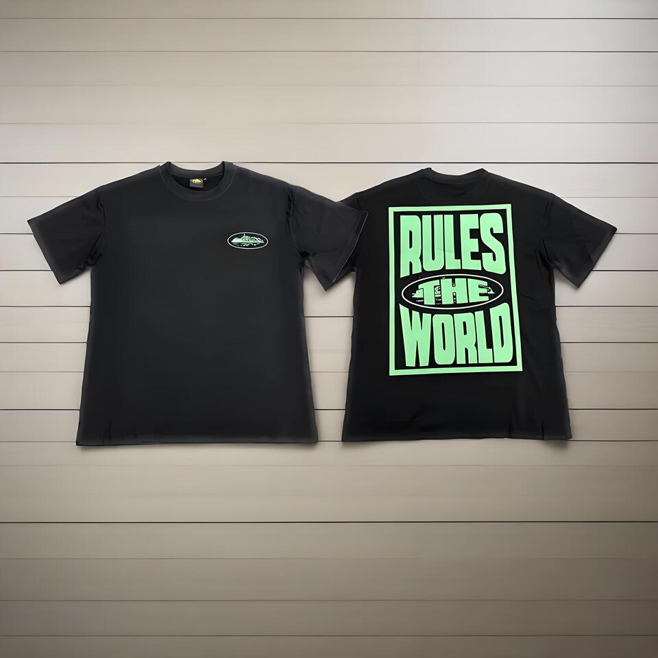 Rules The World Black Cotton Loose Fit Short Sleeve T-Shirt