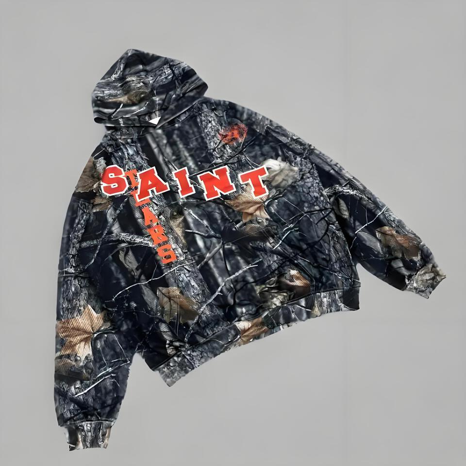 Saint Ard Camo Print Hoodie Unisex Streetwear Hip Hop Style