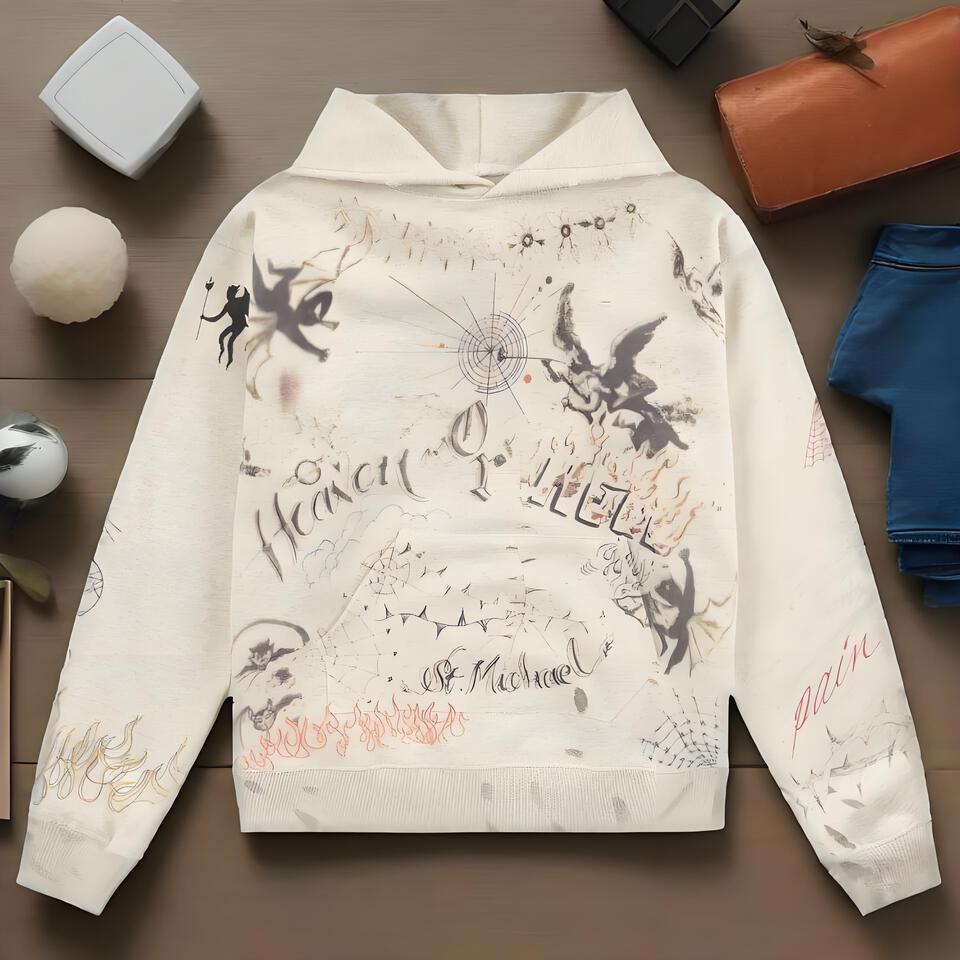 SAINT ARMY White Hoodie Unisex Streetwear Graffiti