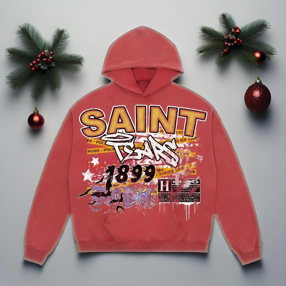 Saint Graffiti Hoodie Unisex Fleece-Lined Warm Streetwear