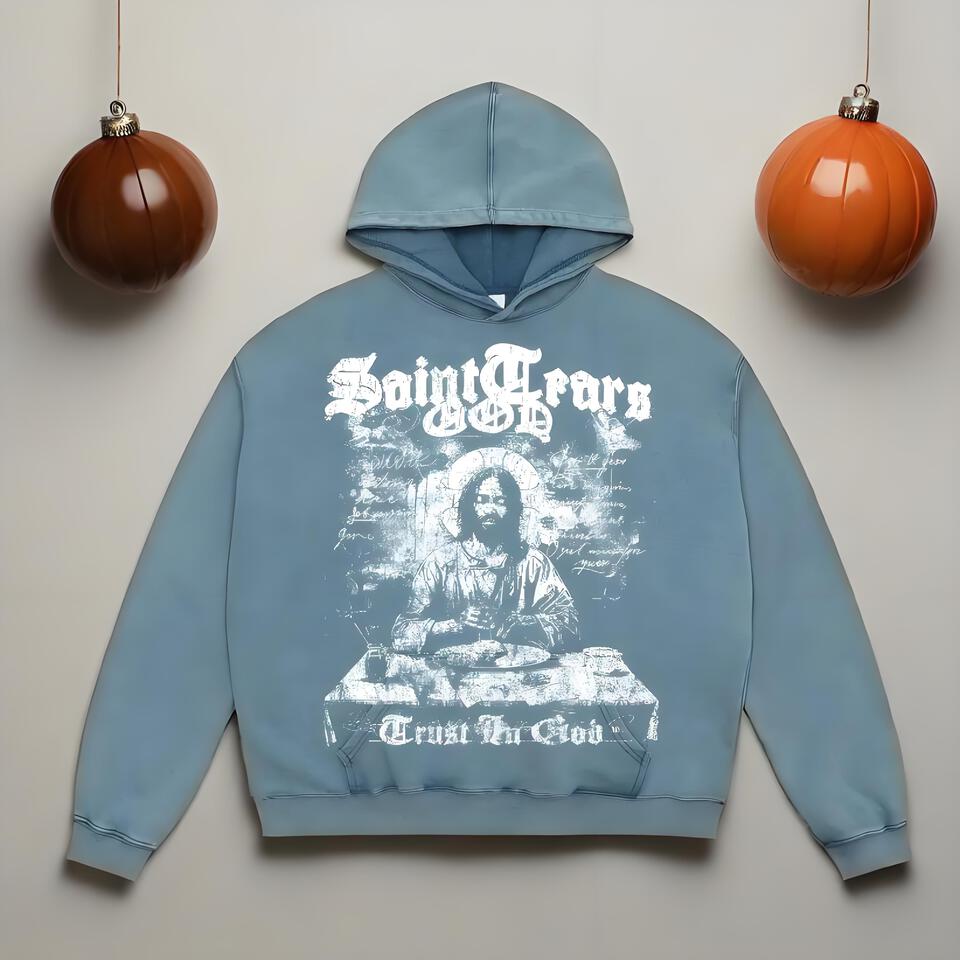 Saint Tears Gothic Print Hoodie Unisex Retro Streetwear