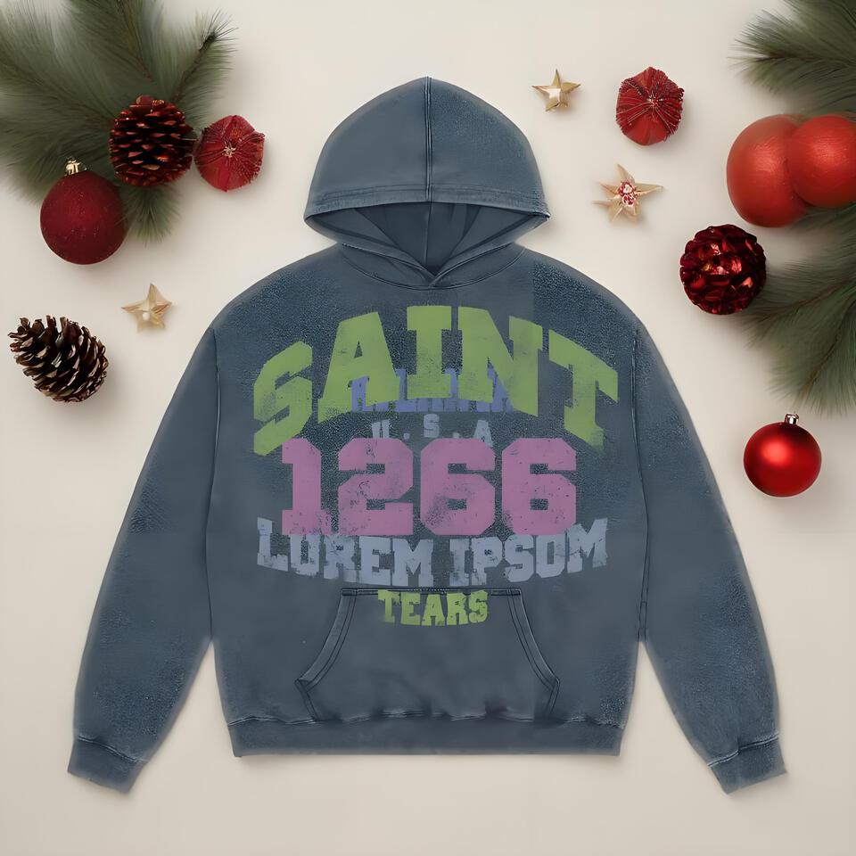 Saint Tears Vintage Gray Hoodie Unisex Streetwear Print
